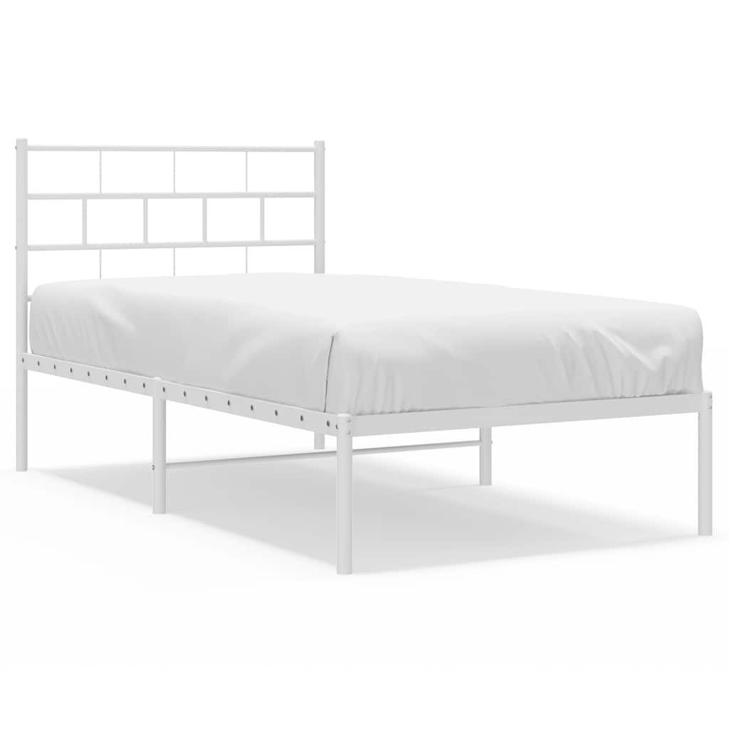 sengeramme med sengegavl 100x200 cm metal hvid