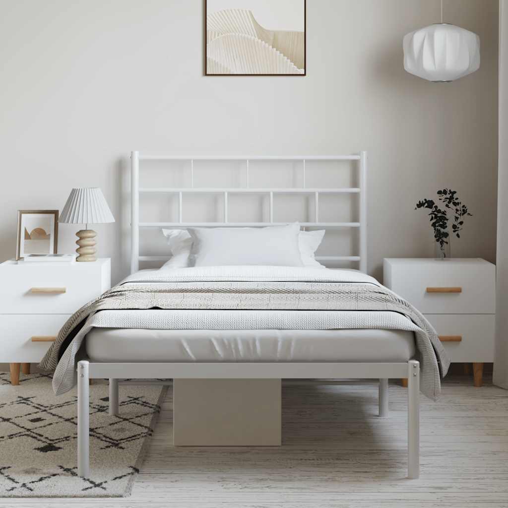 sengeramme med sengegavl 100x200 cm metal hvid