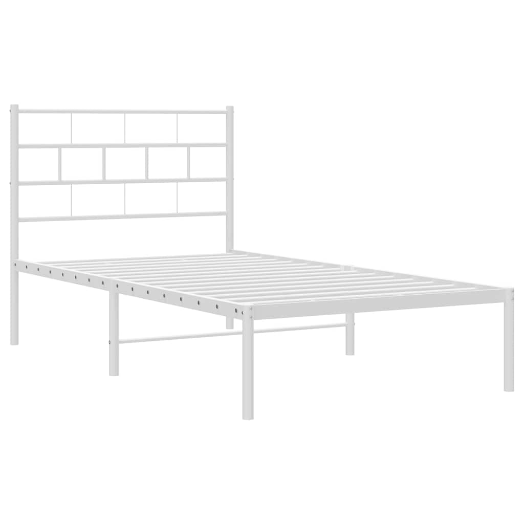 sengeramme med sengegavl 100x200 cm metal hvid