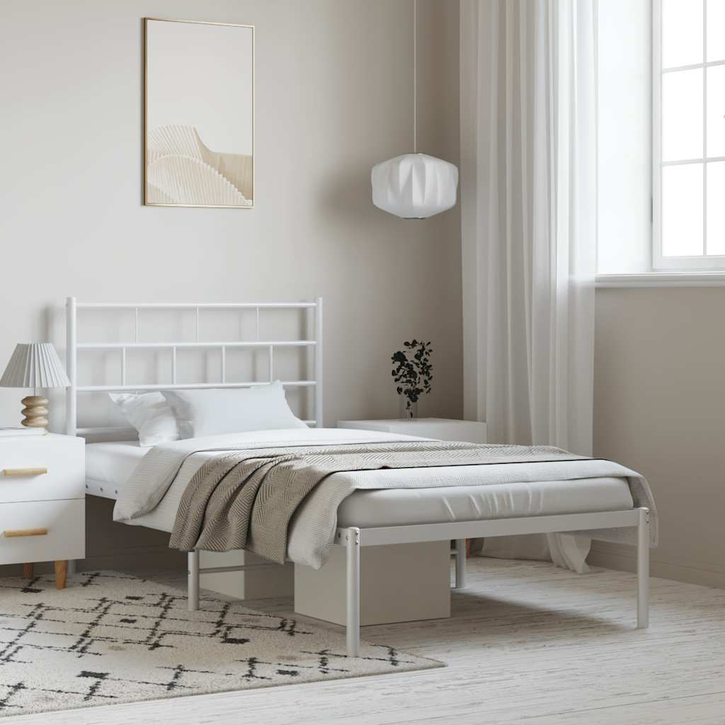 sengeramme med sengegavl 100x200 cm metal hvid