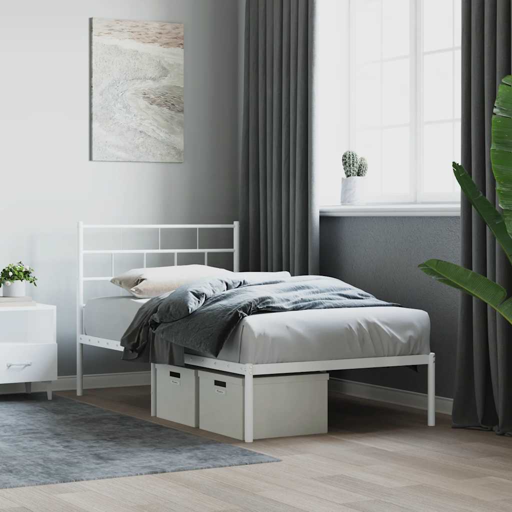 sengeramme med sengegavl 107x203 cm metal hvid