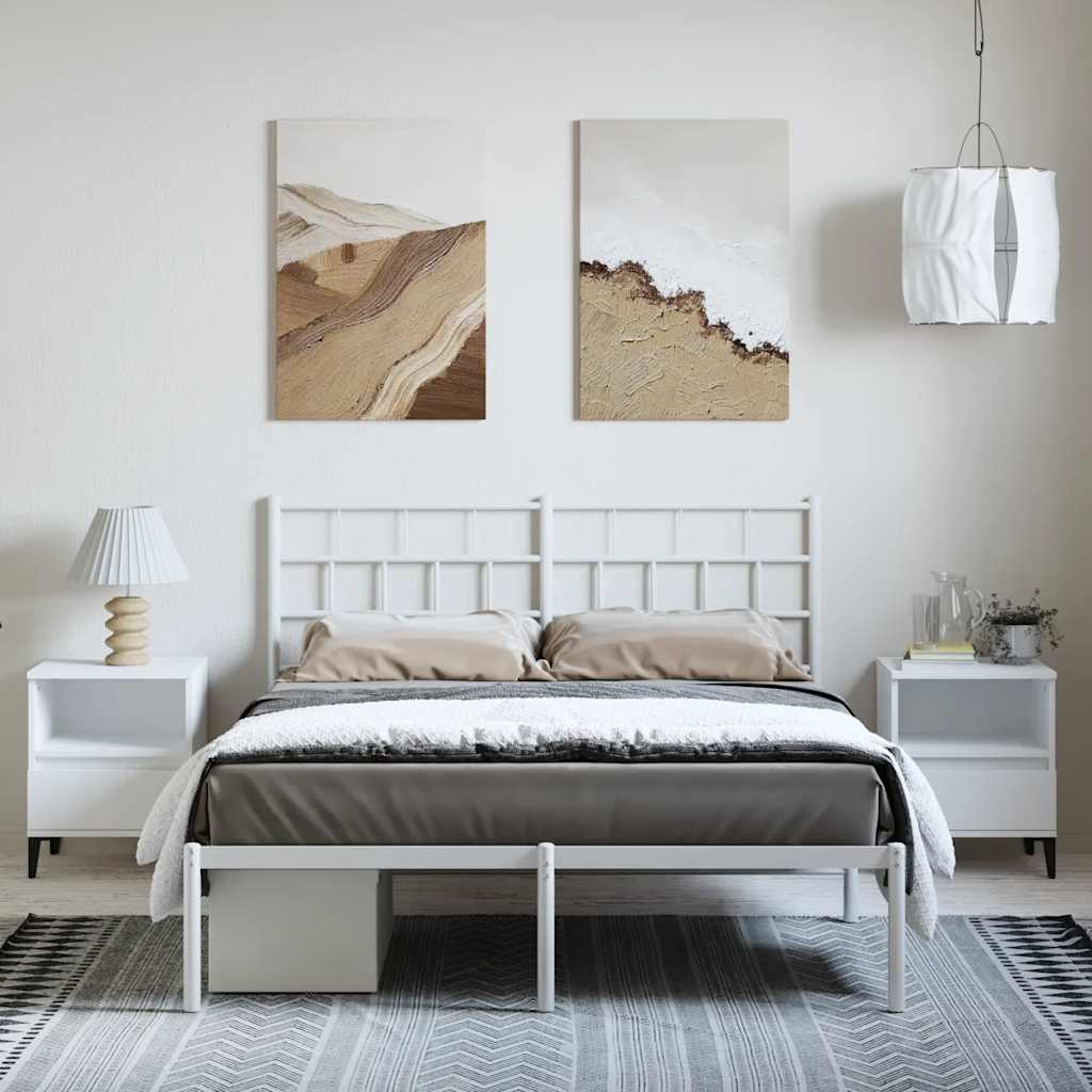sengeramme med sengegavl 150x200 cm metal hvid