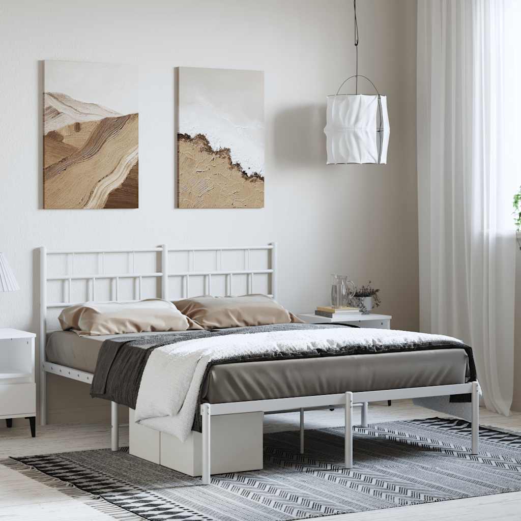 sengeramme med sengegavl 150x200 cm metal hvid