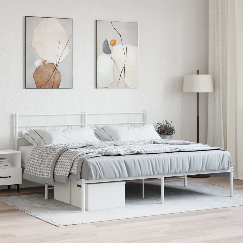 sengeramme med sengegavl 180x200 cm metal hvid