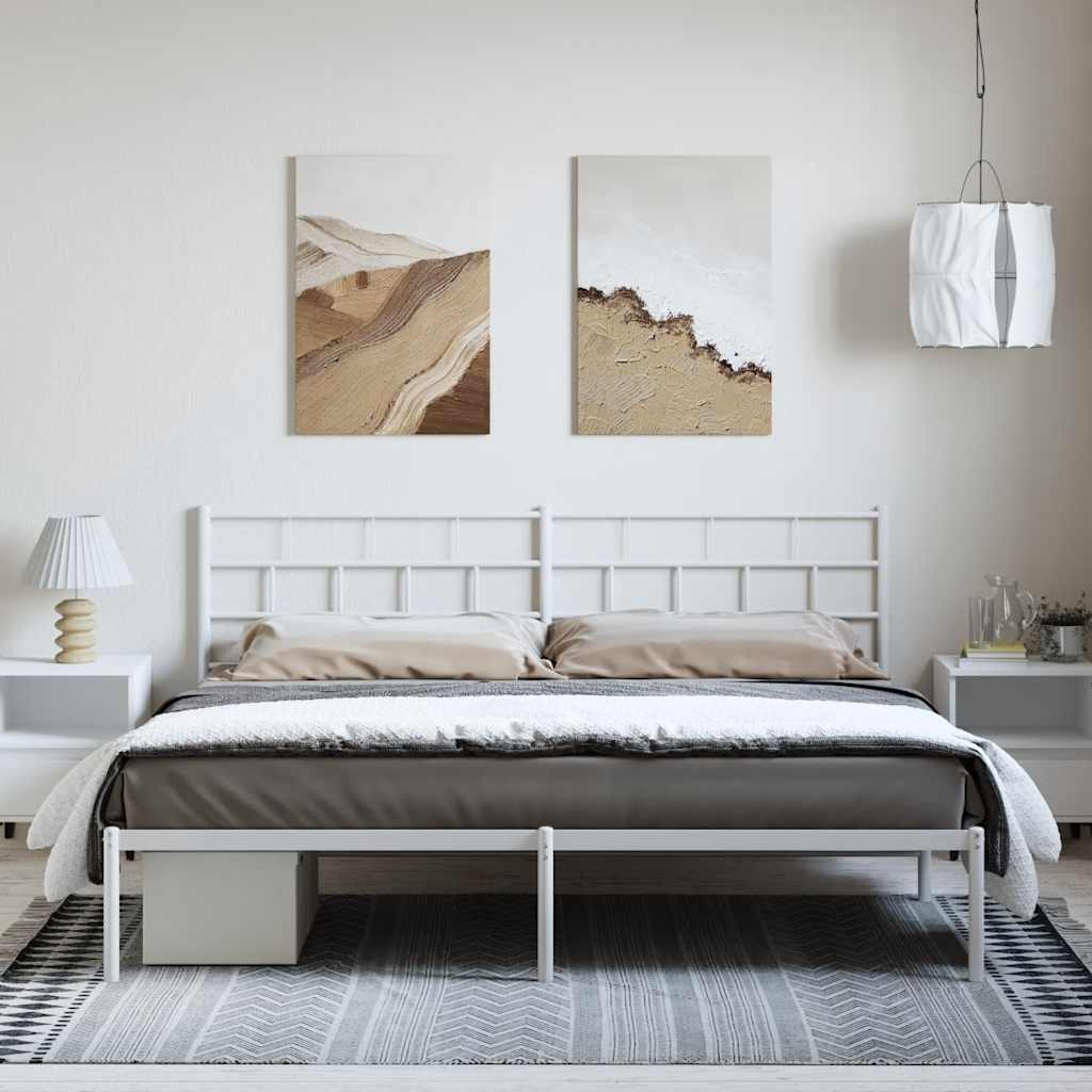 sengeramme med sengegavl 183x213 cm metal hvid