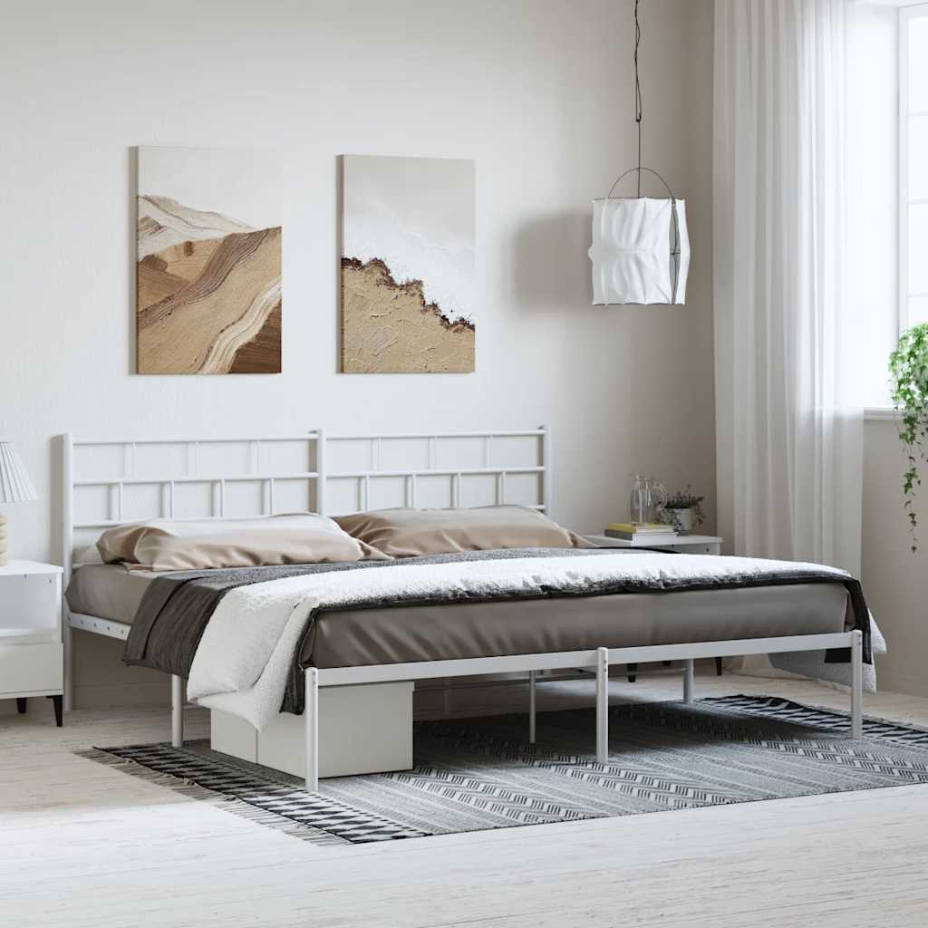 sengeramme med sengegavl 183x213 cm metal hvid