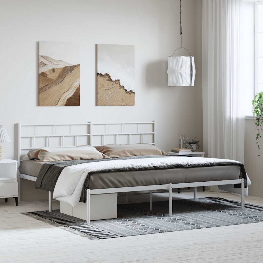 sengeramme med sengegavl 193x203 cm metal hvid