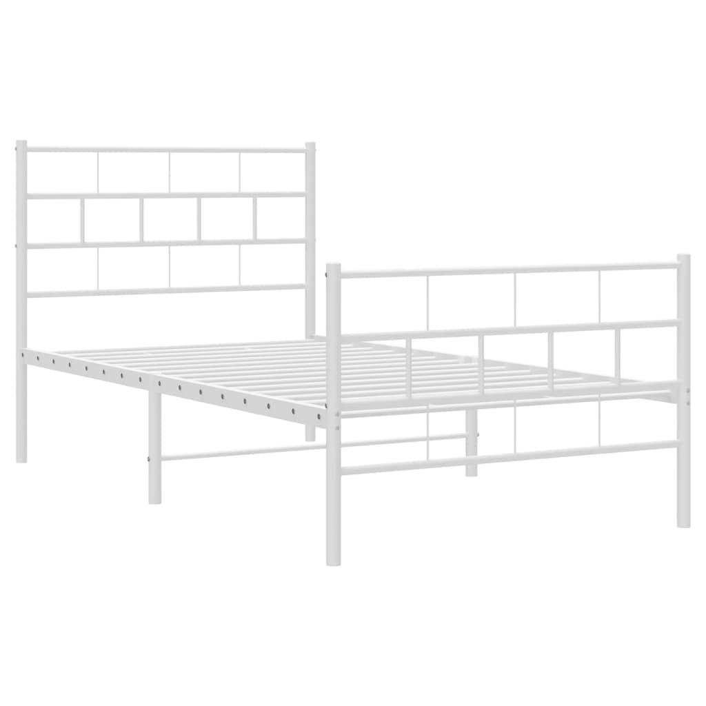 sengeramme med sengegavl og fodgærde 90x200 cm metal hvid