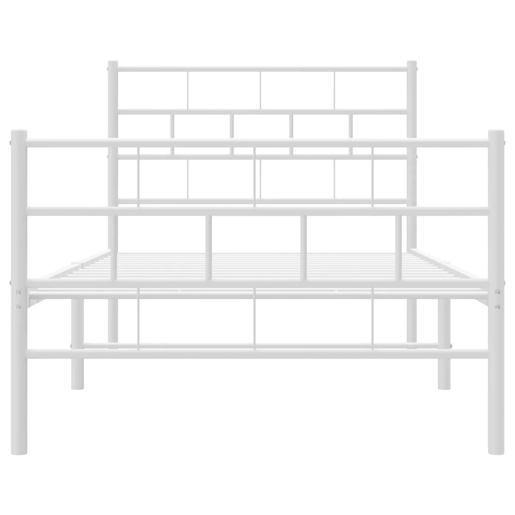 sengeramme med sengegavl og fodgærde 90x200 cm metal hvid