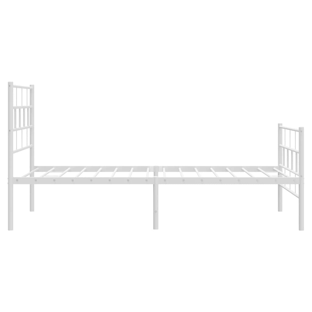 sengeramme med sengegavl og fodgærde 90x200 cm metal hvid