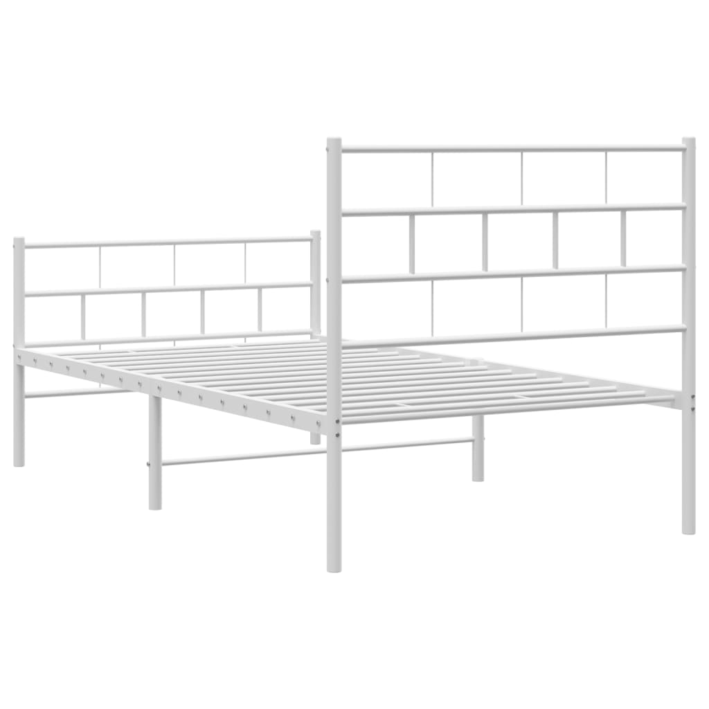 sengeramme med sengegavl og fodgærde 90x200 cm metal hvid
