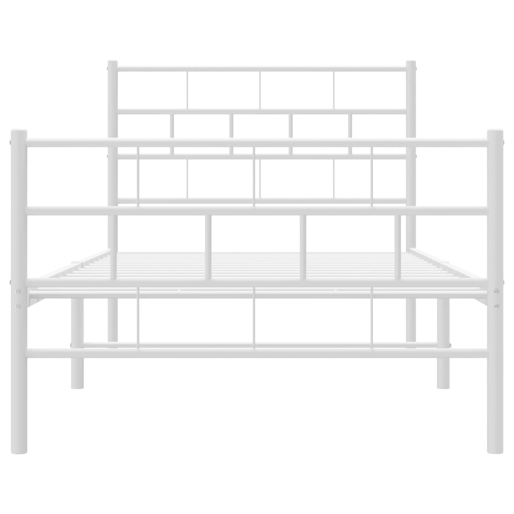 sengeramme med sengegavl og fodgærde 107x203 cm metal hvid