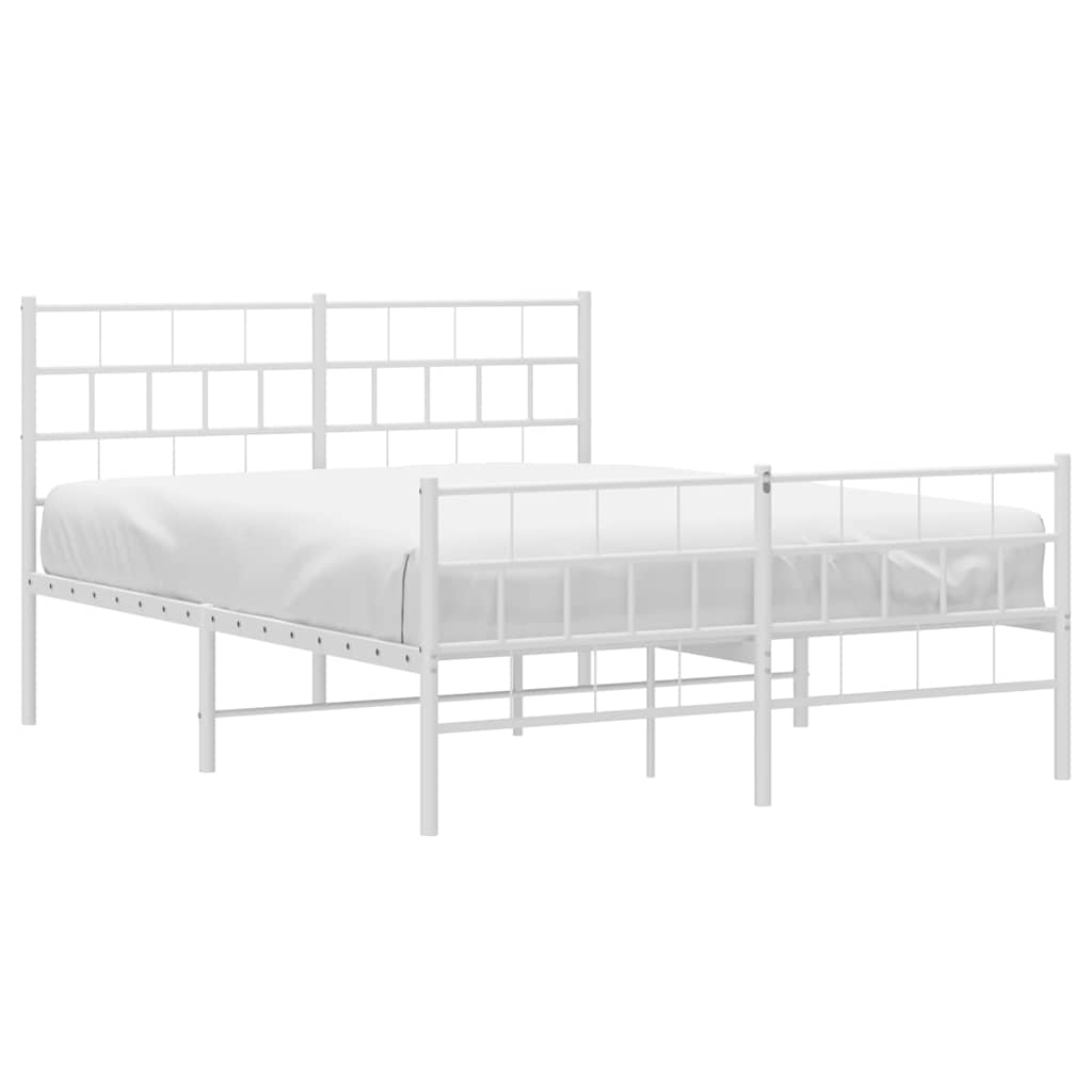 sengeramme med sengegavl og fodgærde 135x190 cm metal hvid