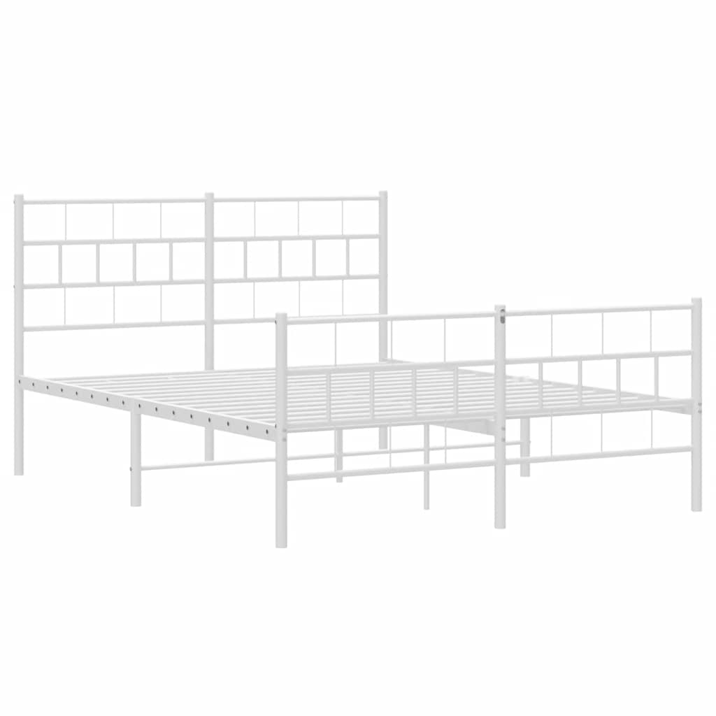 sengeramme med sengegavl og fodgærde 135x190 cm metal hvid