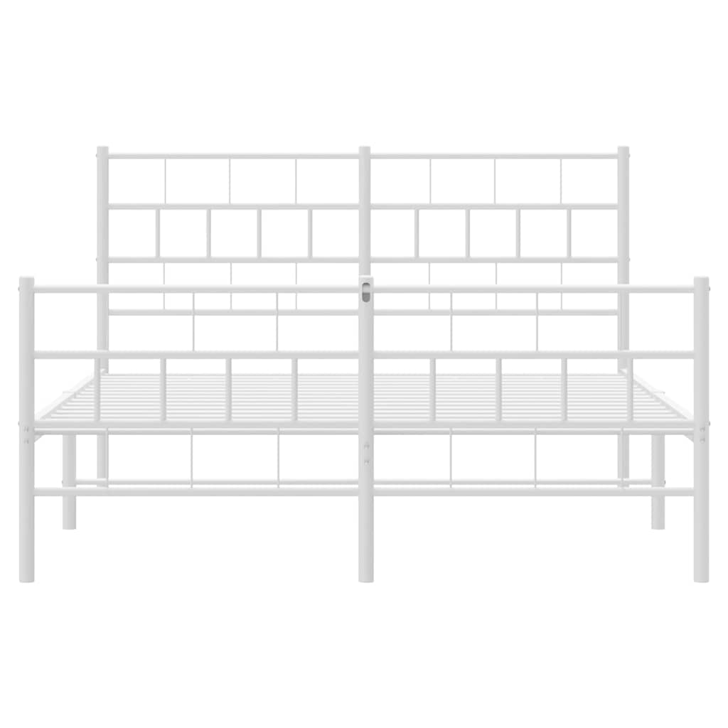 sengeramme med sengegavl og fodgærde 135x190 cm metal hvid