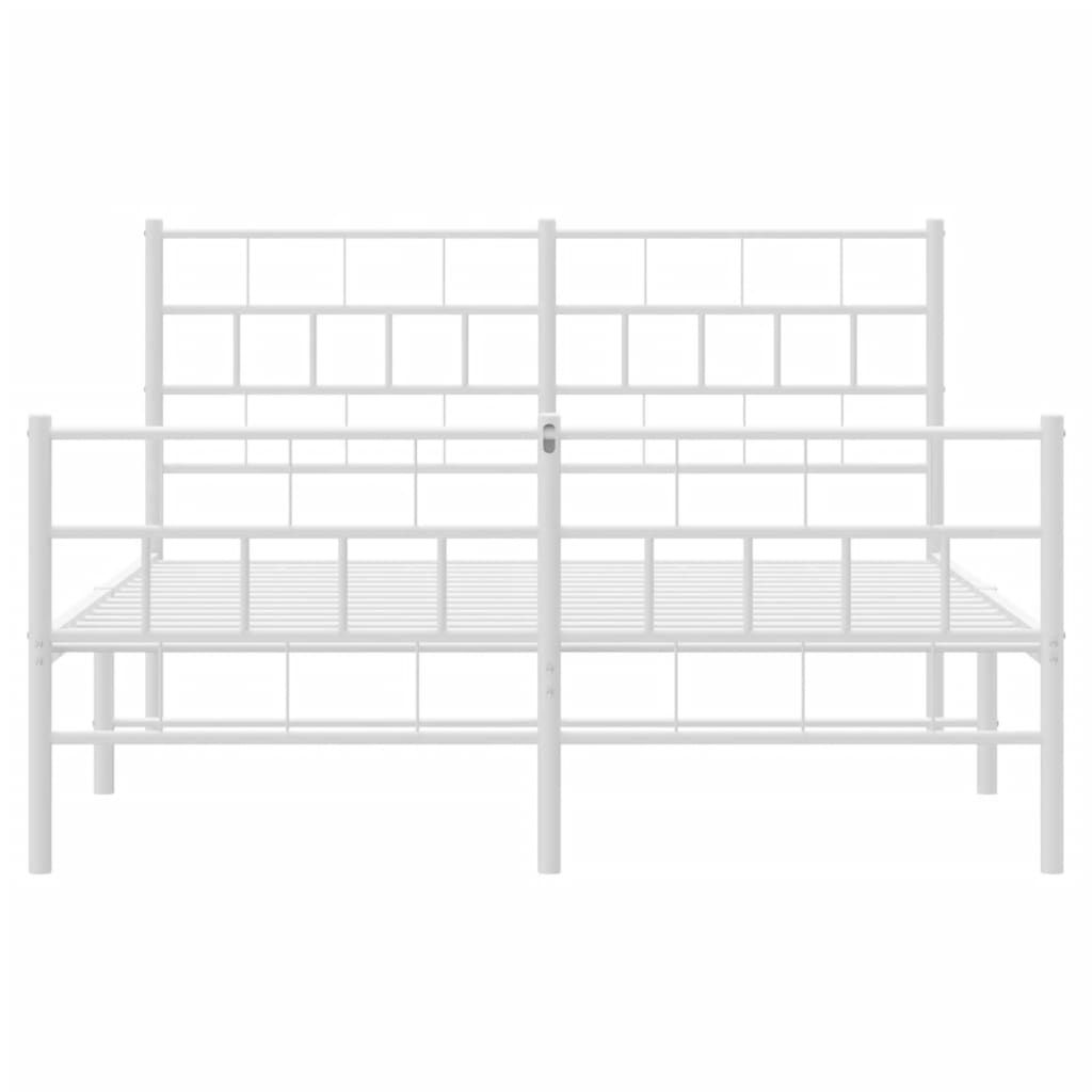 sengeramme med sengegavl og fodgærde 140x190 cm metal hvid