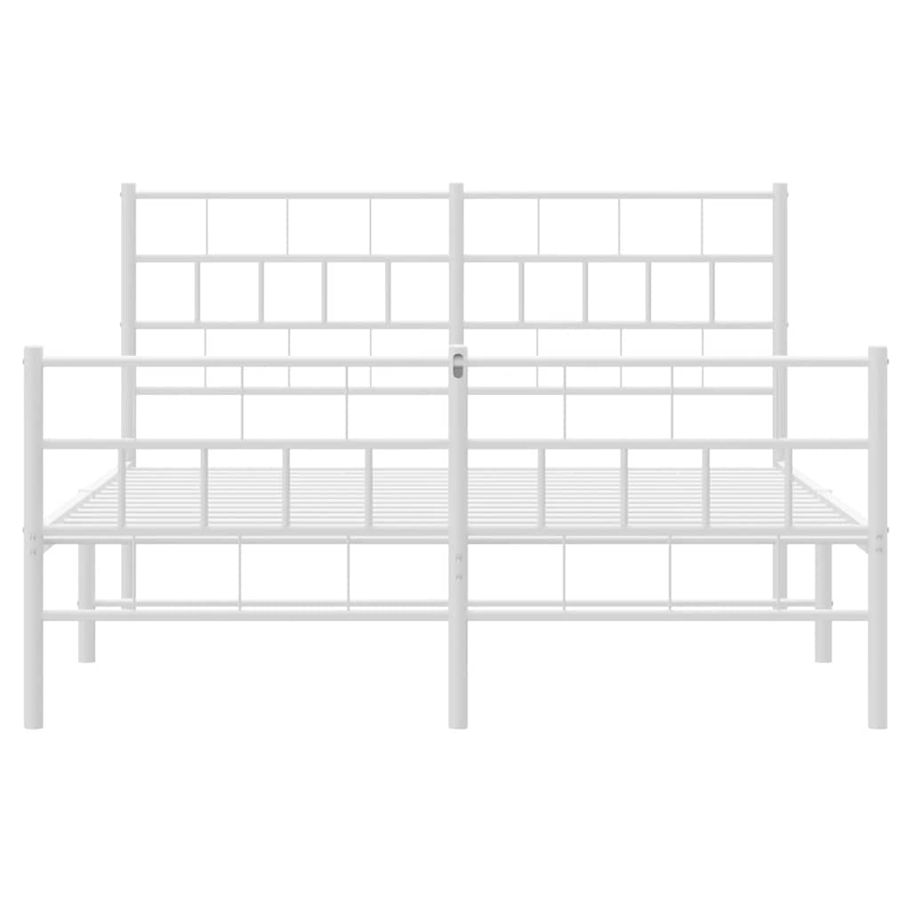 sengeramme med sengegavl og fodgærde 150x200 cm metal hvid