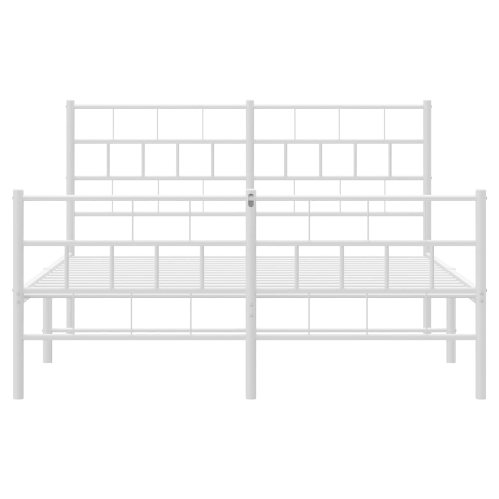 sengeramme med sengegavl og fodgærde 160x200 cm metal hvid