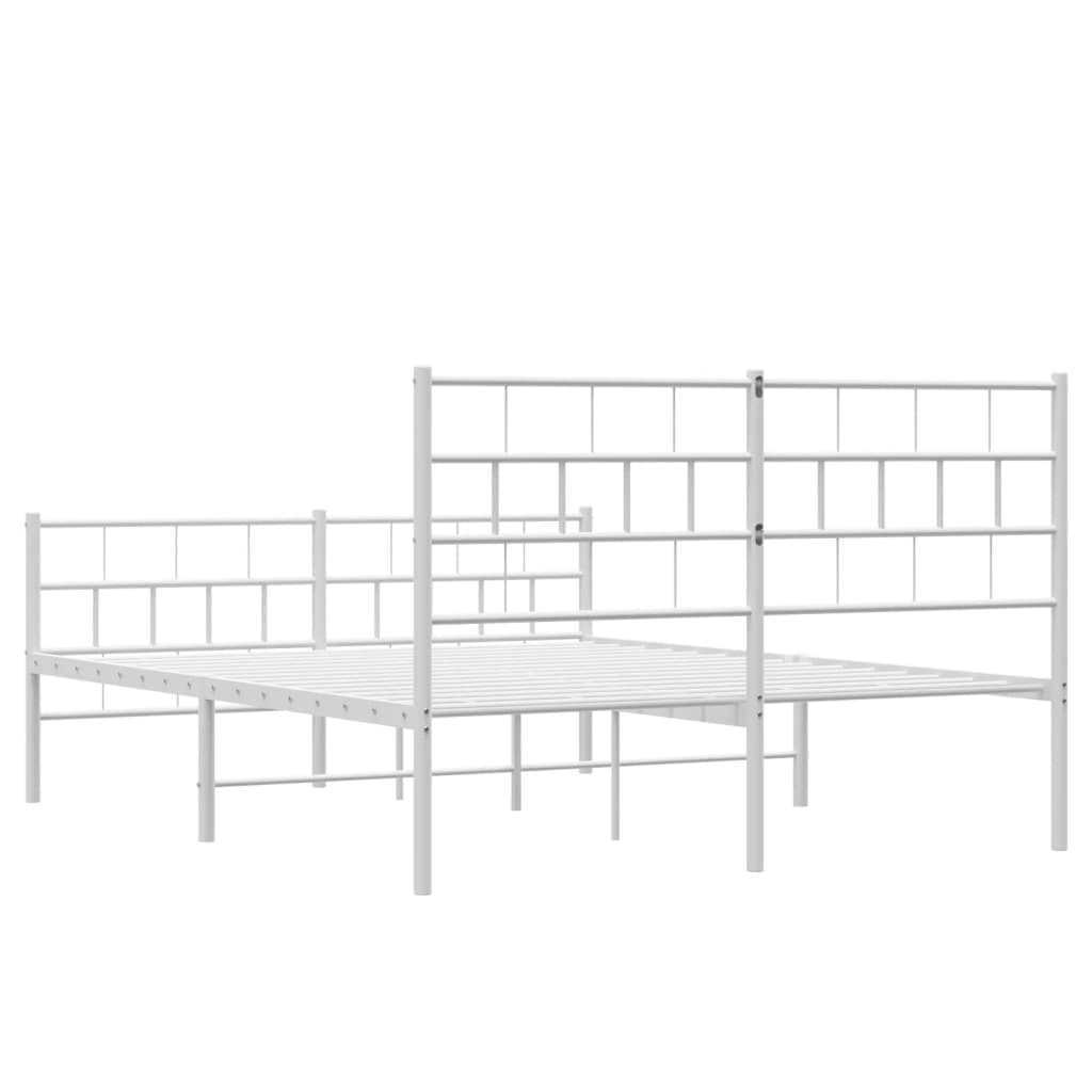 sengeramme med sengegavl og fodgærde 160x200 cm metal hvid