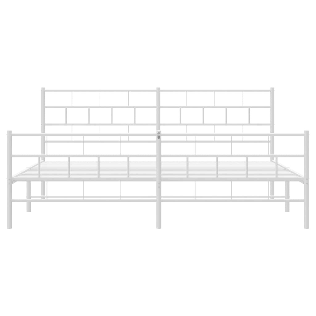 sengeramme med sengegavl og fodgærde 183x213 cm metal hvid