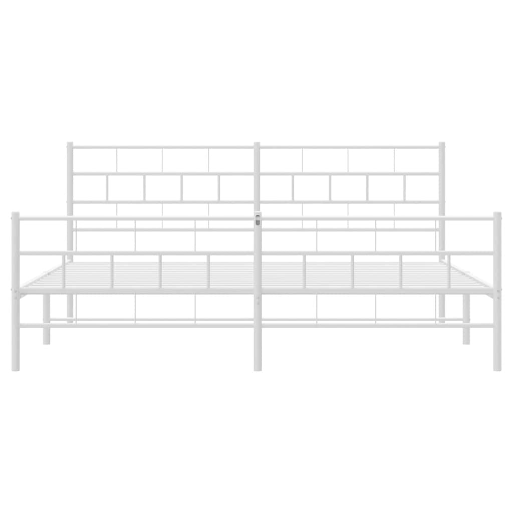 sengeramme med sengegavl og fodgærde 193x203 cm metal hvid