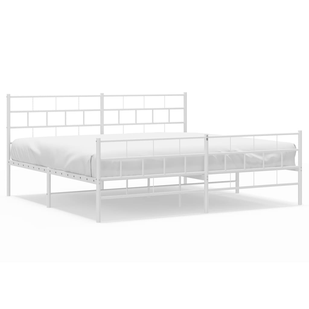 sengeramme med sengegavl og fodgærde 200x200 cm metal hvid