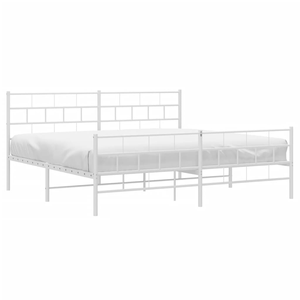 sengeramme med sengegavl og fodgærde 200x200 cm metal hvid