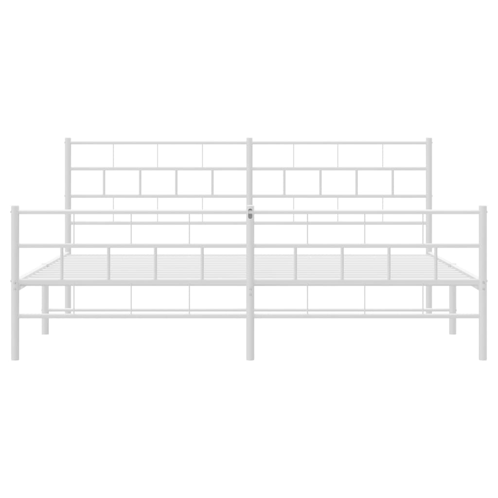 sengeramme med sengegavl og fodgærde 200x200 cm metal hvid