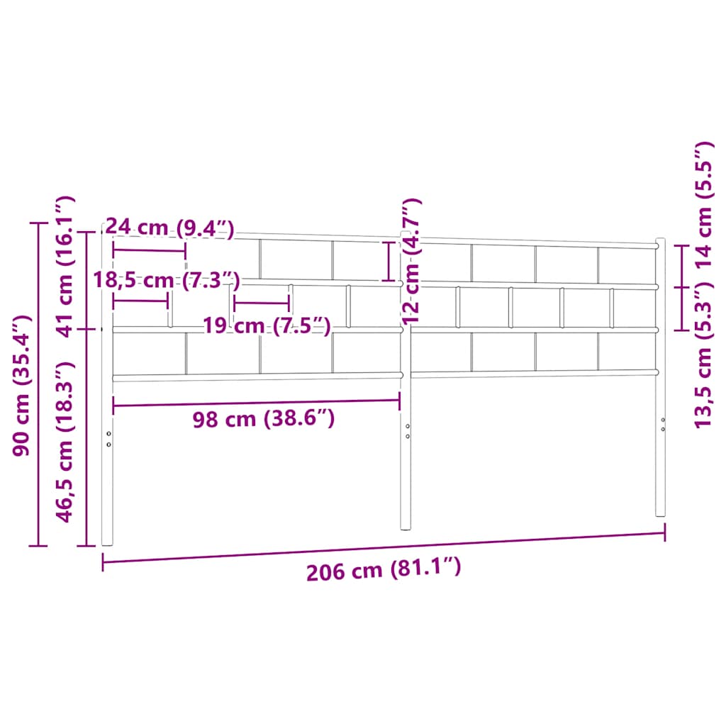 udskiftningsgavl 200 cm metal hvid