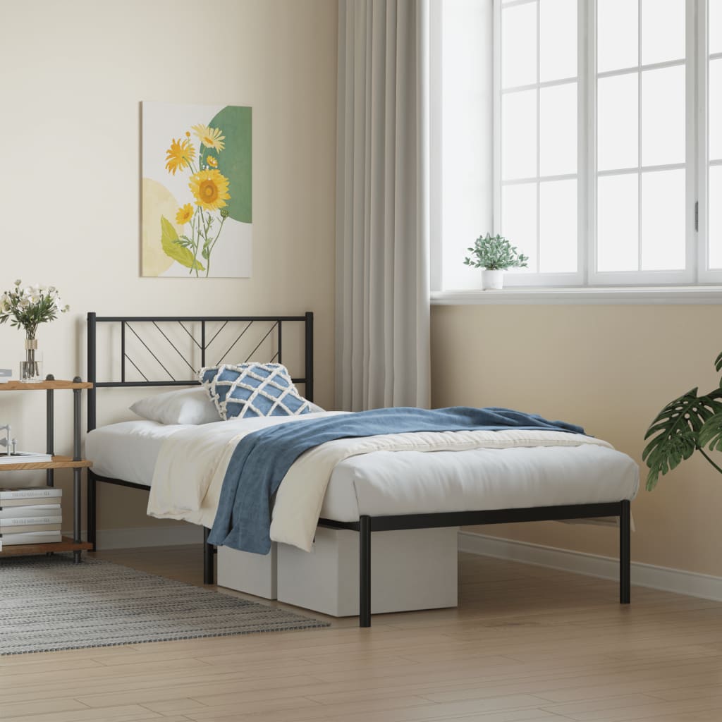sengeramme med sengegavl 75x190 cm metal sort