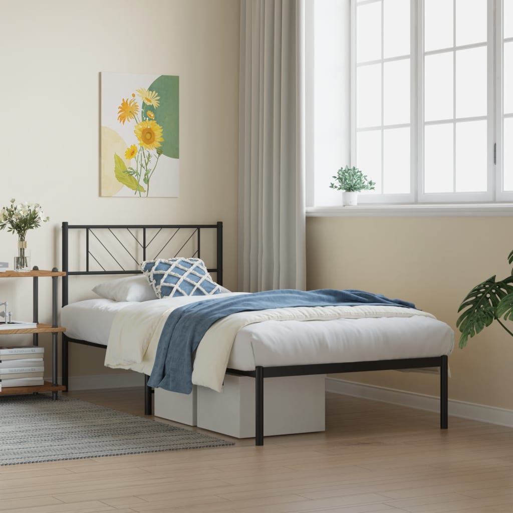 sengeramme med sengegavl 80x200 cm metal sort