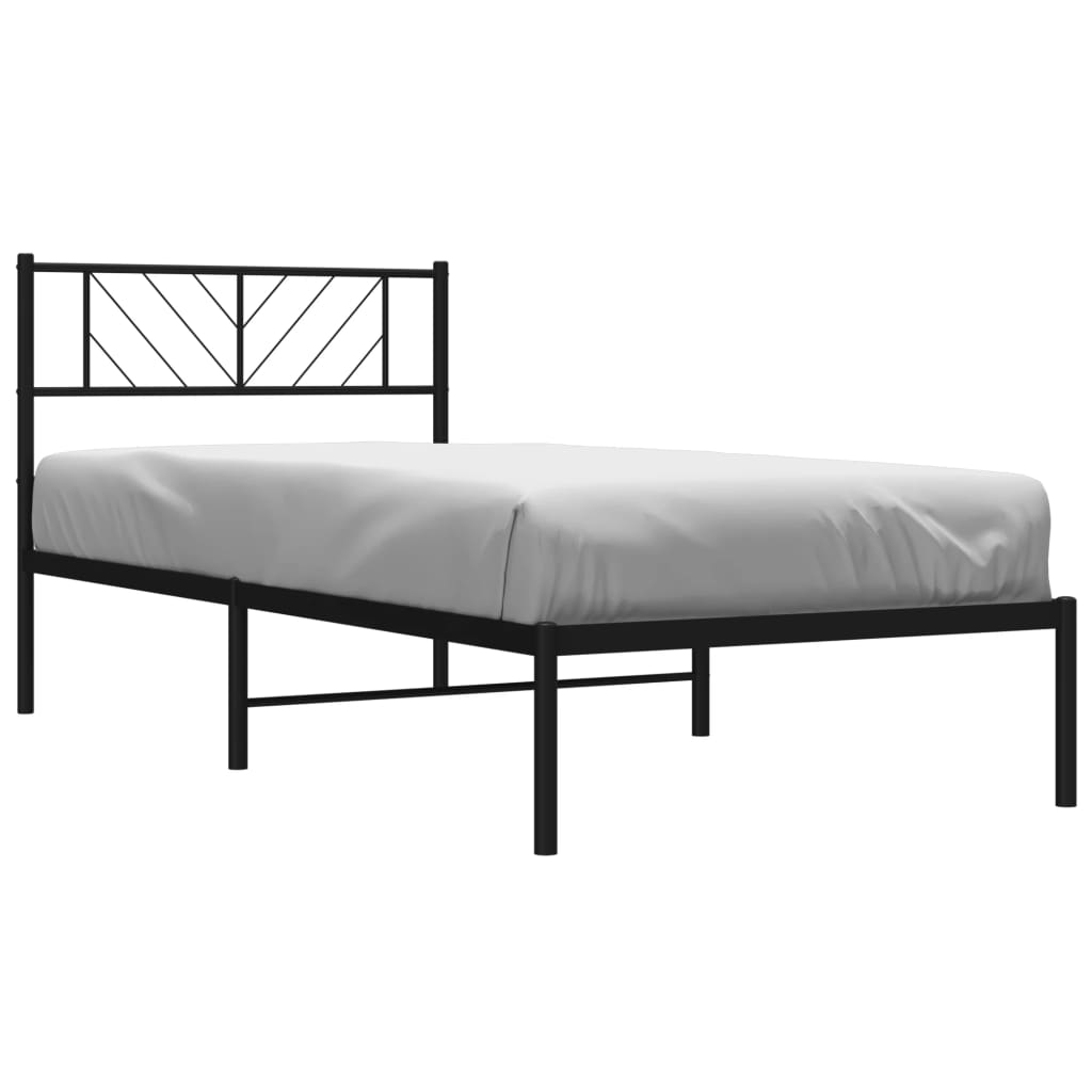 sengeramme med sengegavl 90x190 cm metal sort