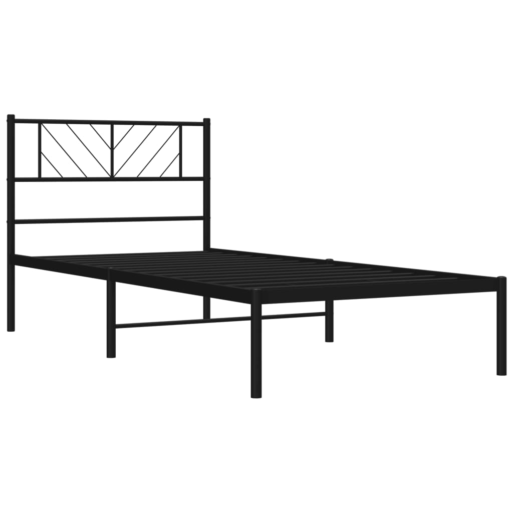 sengeramme med sengegavl 90x190 cm metal sort