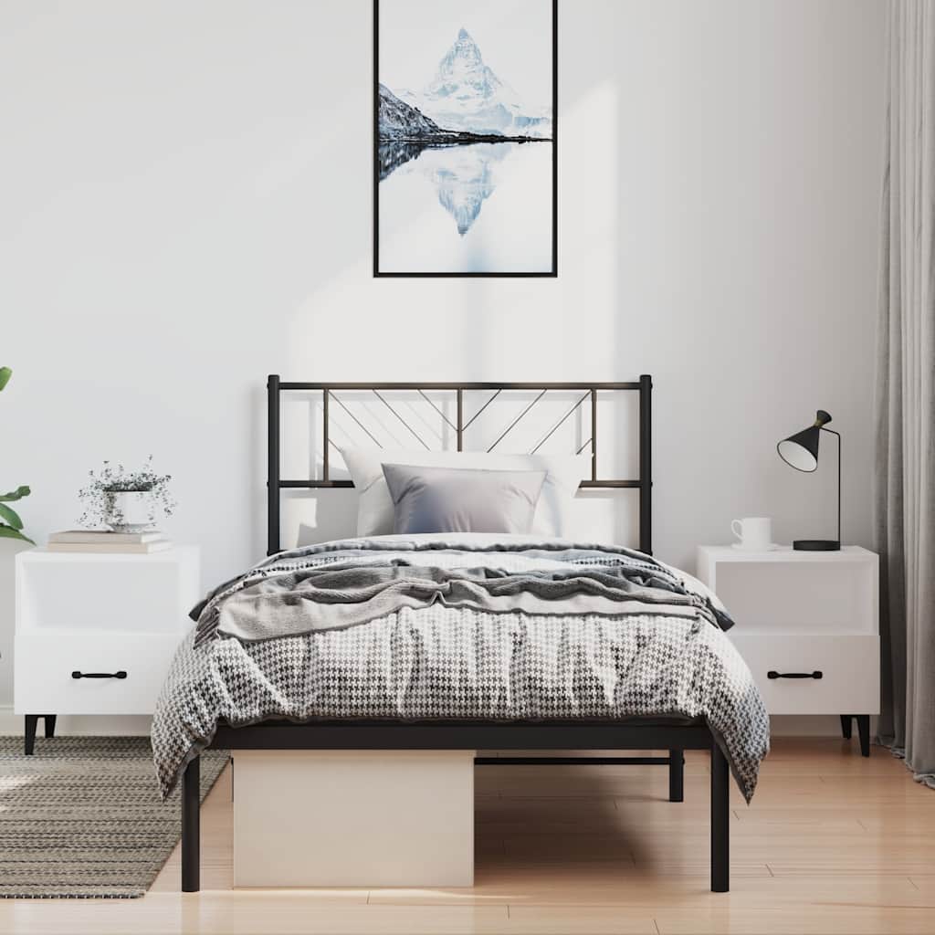 sengeramme med sengegavl 100x190 cm metal sort