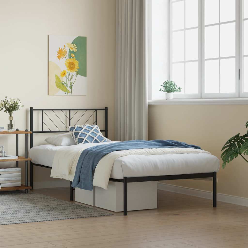 sengeramme med sengegavl 107x203 cm metal sort