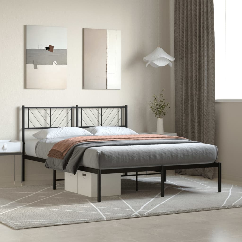 sengeramme med sengegavl 120x190 cm metal sort