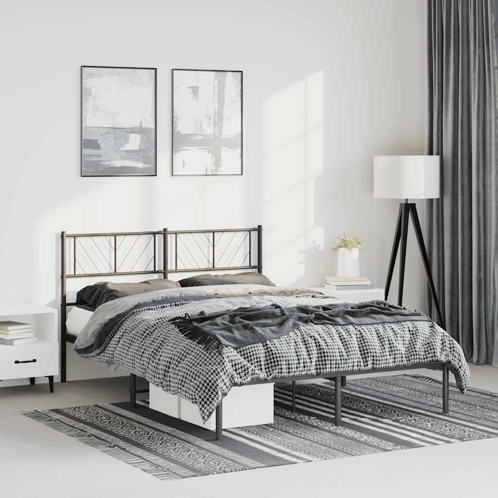 sengeramme med sengegavl 135x190 cm metal sort