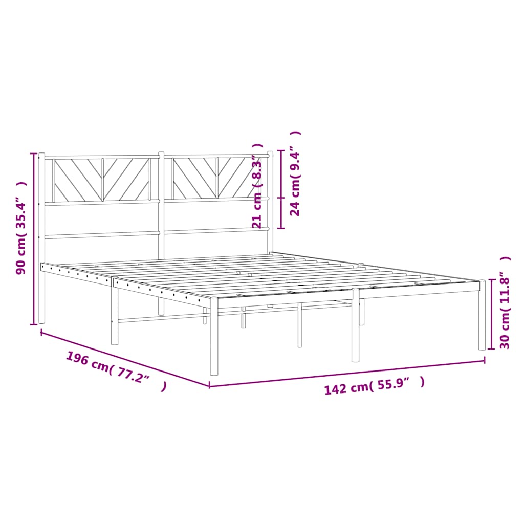 sengeramme med sengegavl 135x190 cm metal sort