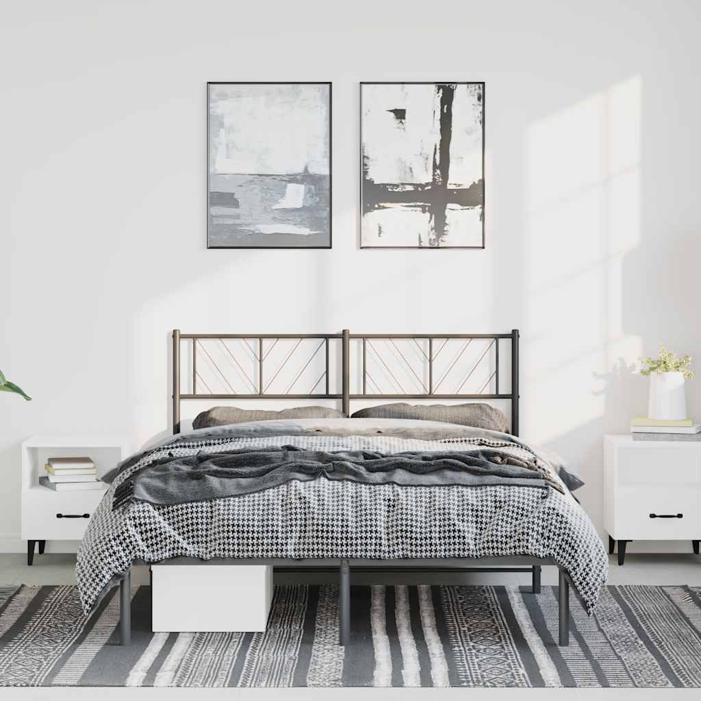 sengeramme med sengegavl 135x190 cm metal sort