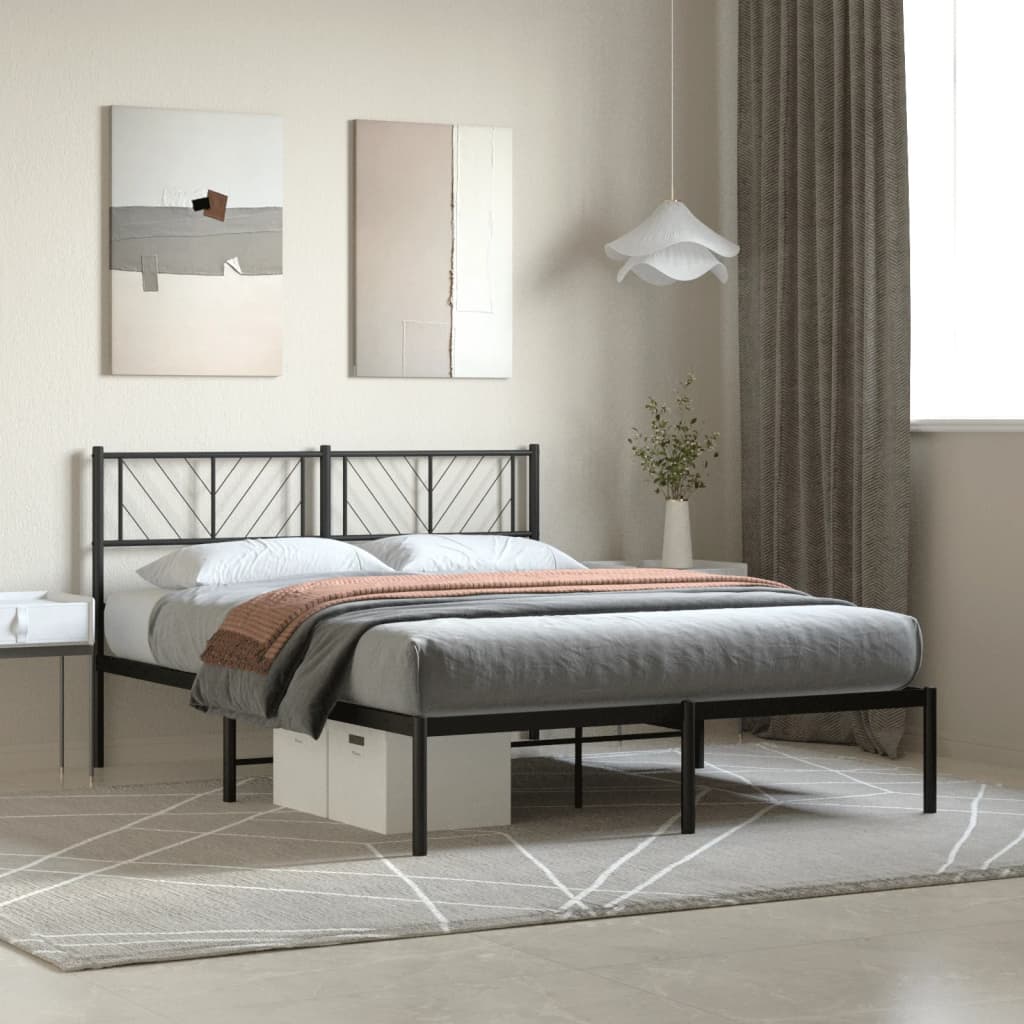 sengeramme med sengegavl 140x190 cm metal sort