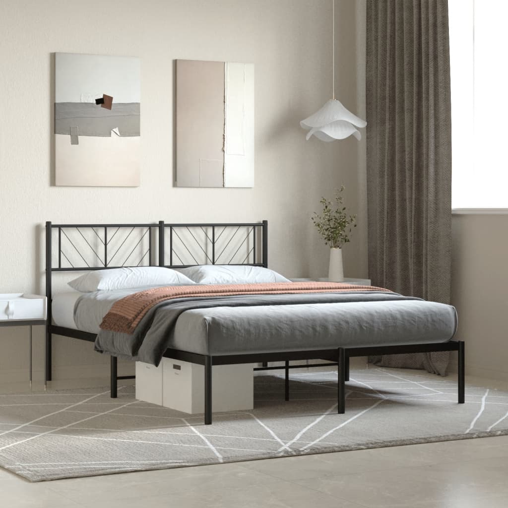 sengeramme med sengegavl 140x200 cm metal sort