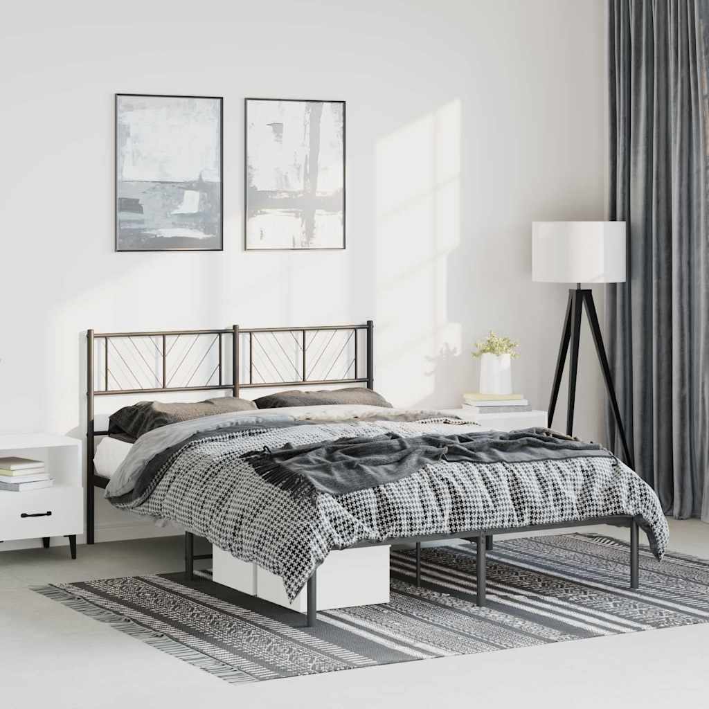 sengeramme med sengegavl 150x200 cm metal sort