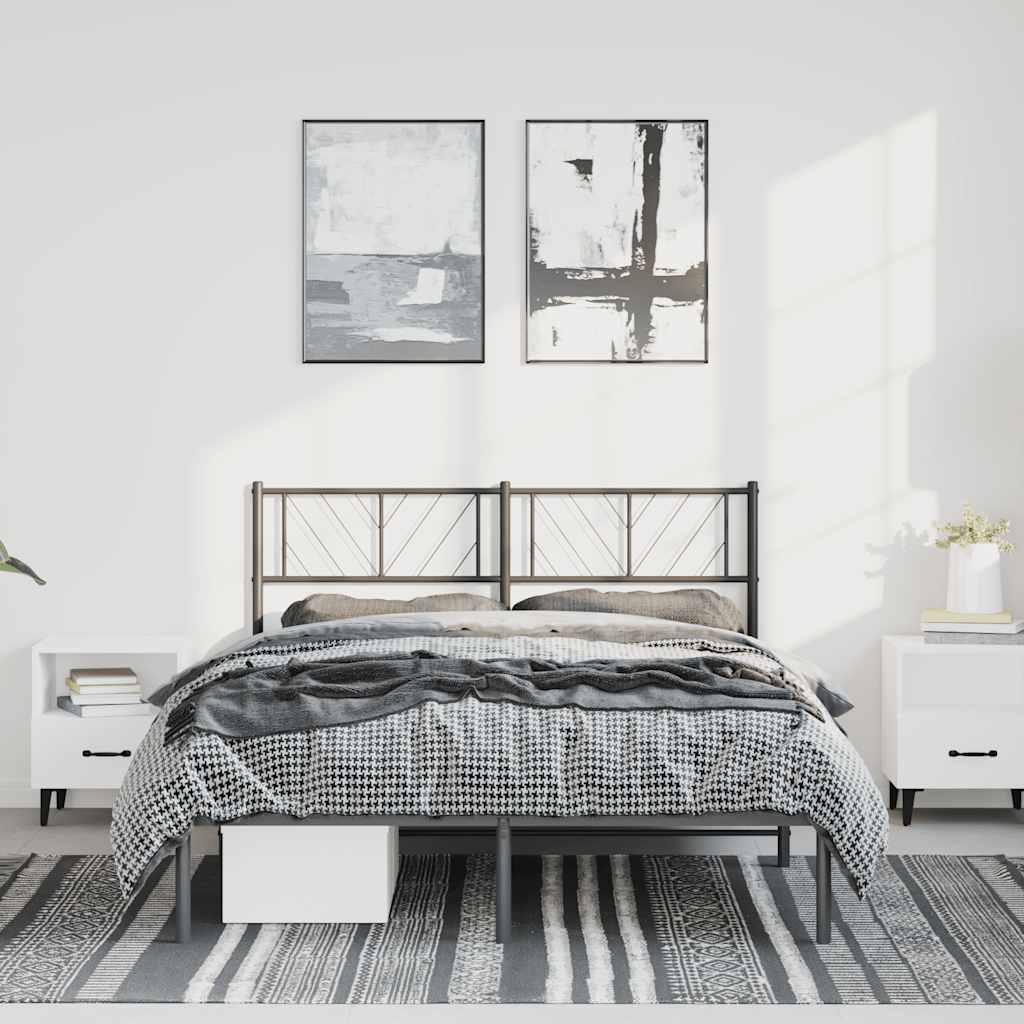sengeramme med sengegavl 150x200 cm metal sort