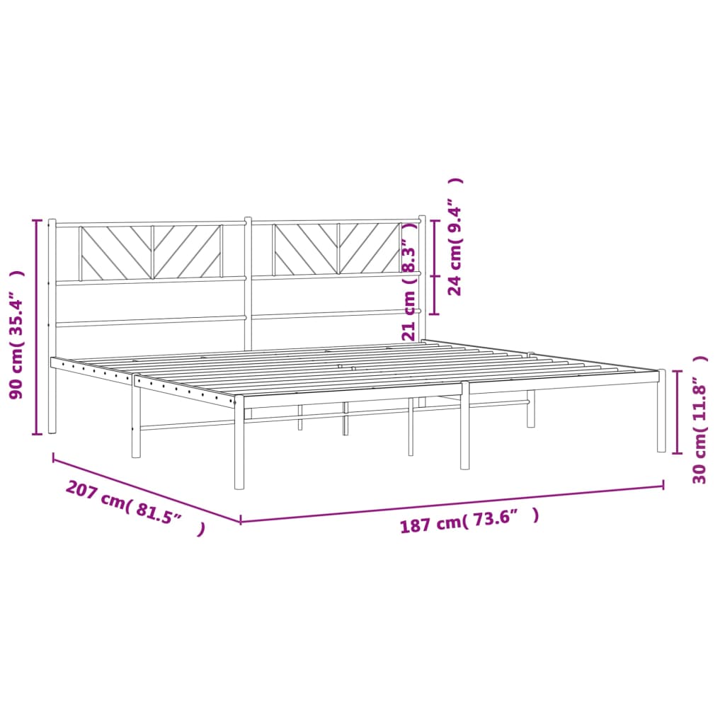 sengeramme med sengegavl 180x200 cm metal sort