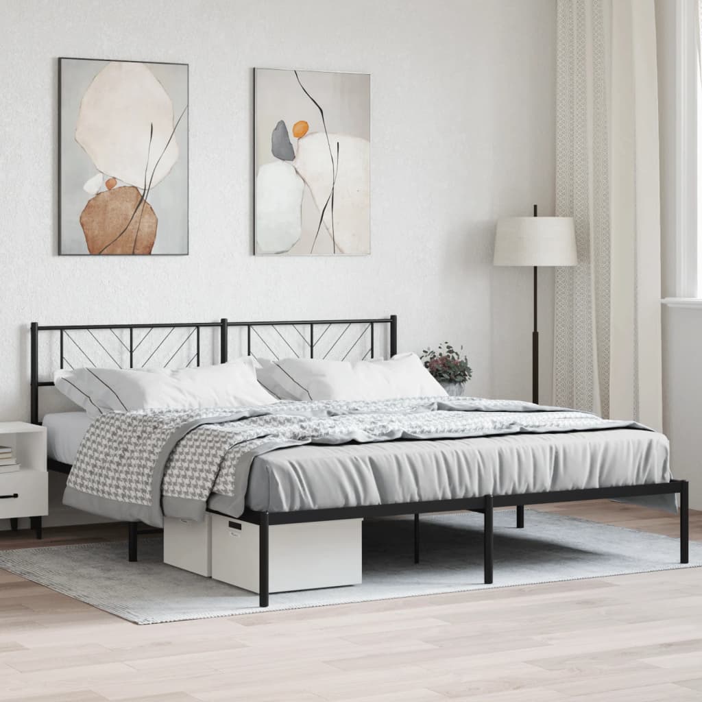 sengeramme med sengegavl 180x200 cm metal sort