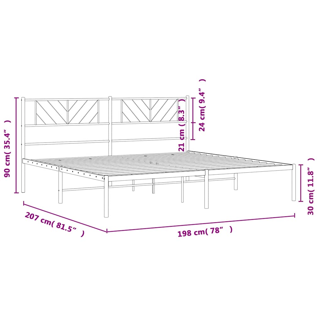 sengeramme med sengegavl 193x203 cm metal sort