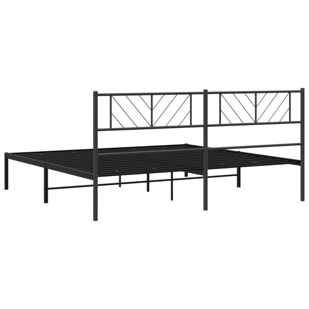 sengeramme med sengegavl 200x200 cm metal sort