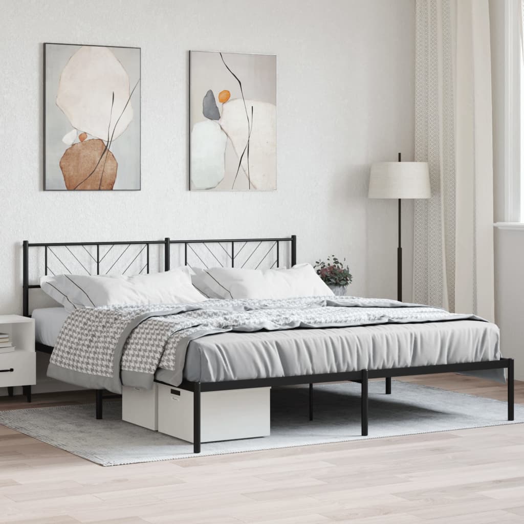 sengeramme med sengegavl 200x200 cm metal sort