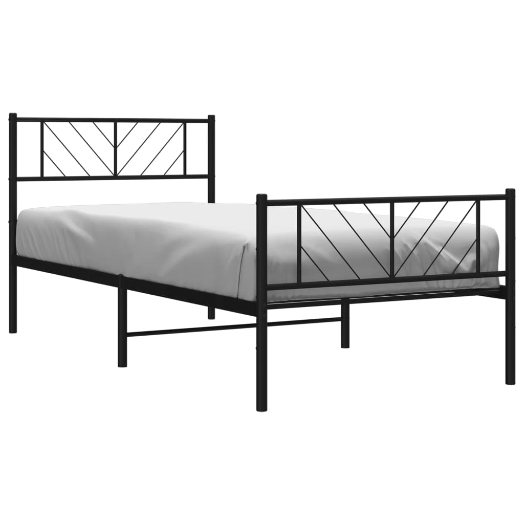 sengeramme med sengegavl og fodgærde 80x200 cm metal sort