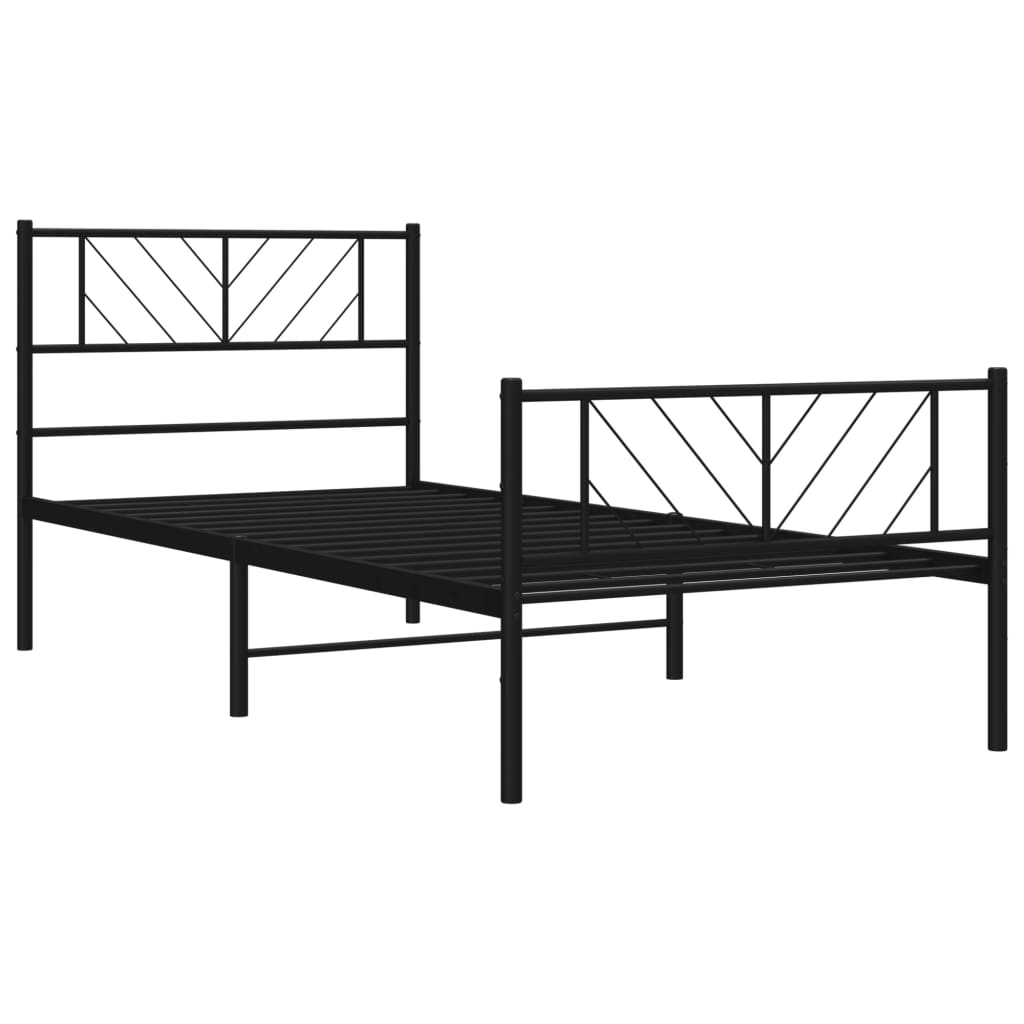 sengeramme med sengegavl og fodgærde 80x200 cm metal sort
